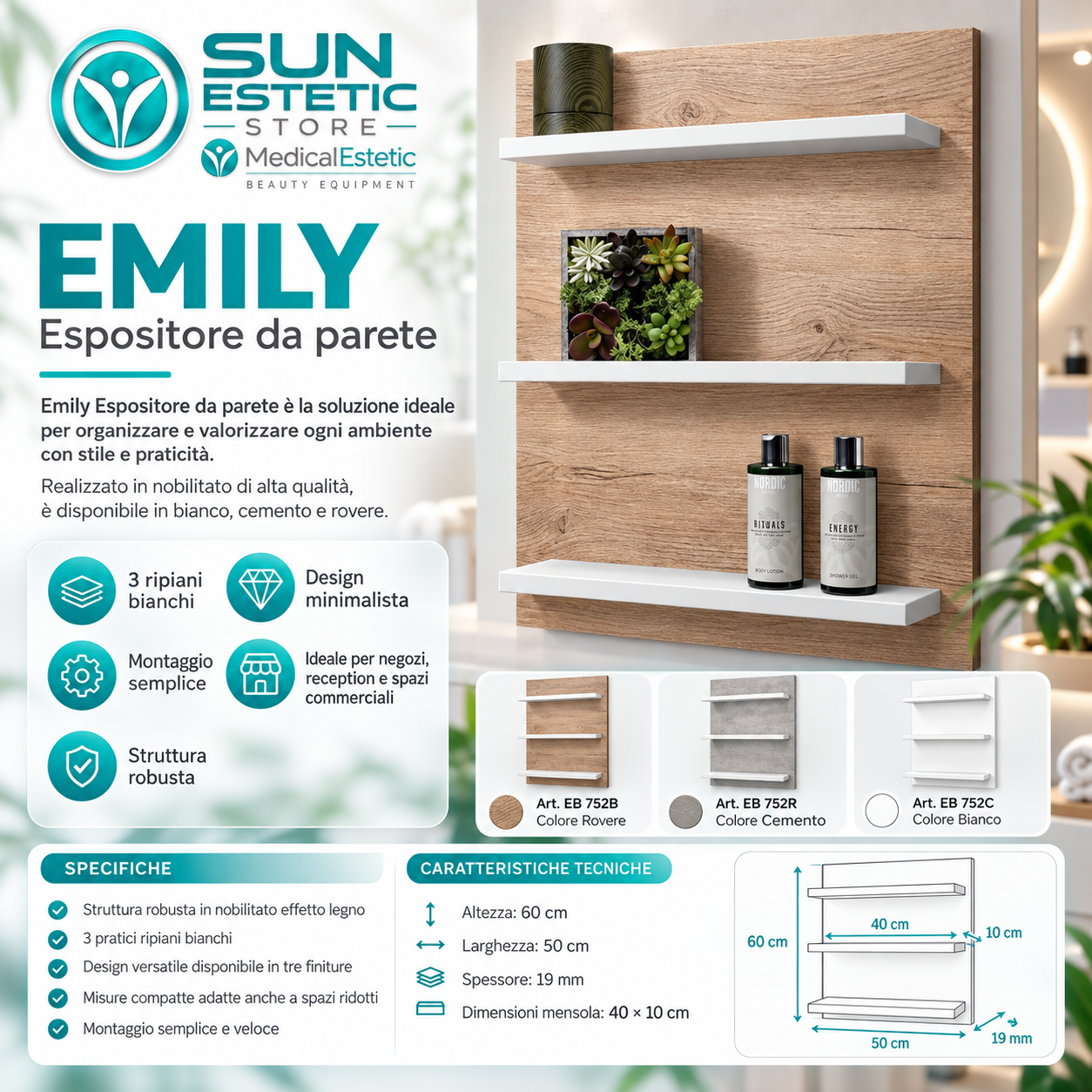 Emily Espositore da parete arredamento negozio