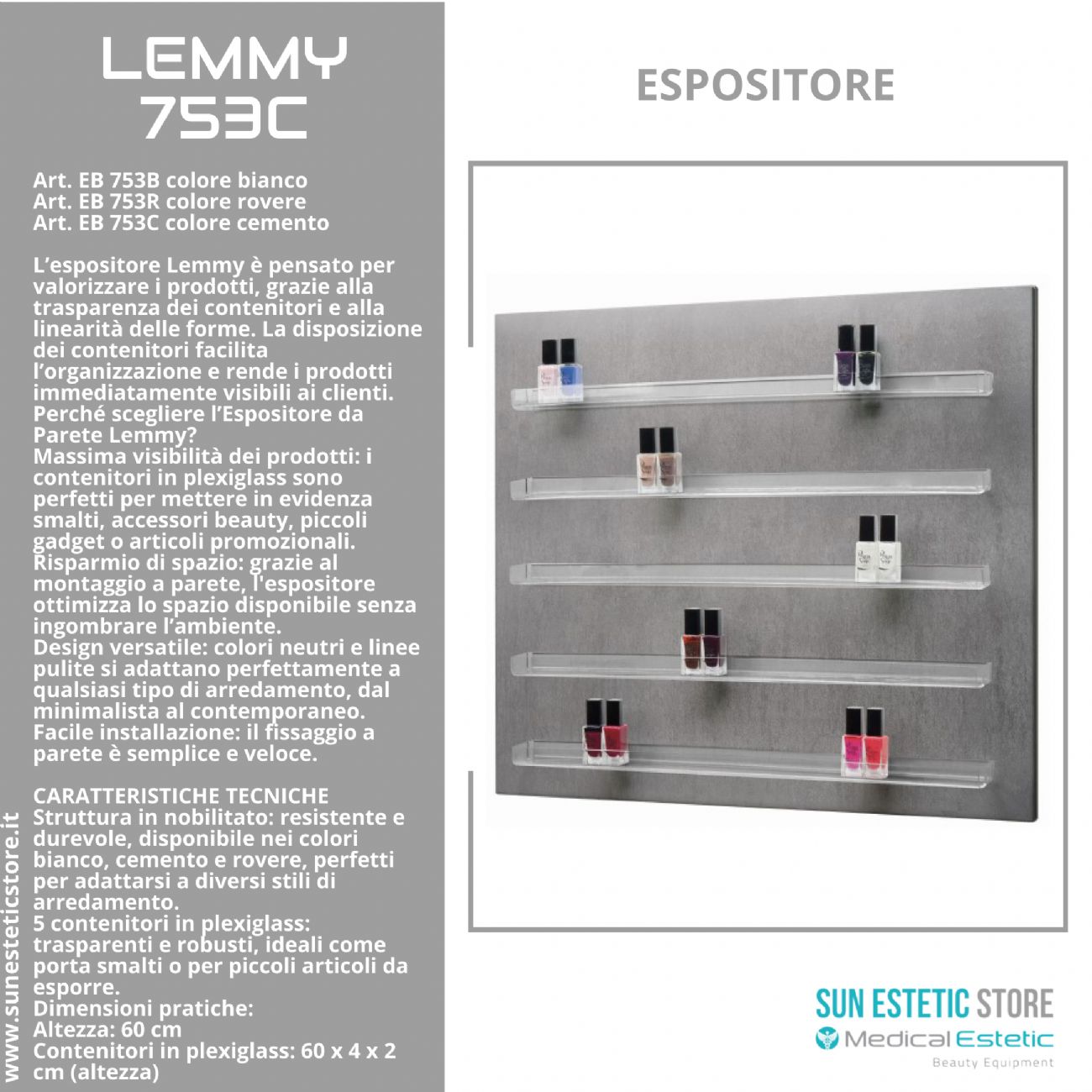 Lemmy espositore da parete accessori da negozio