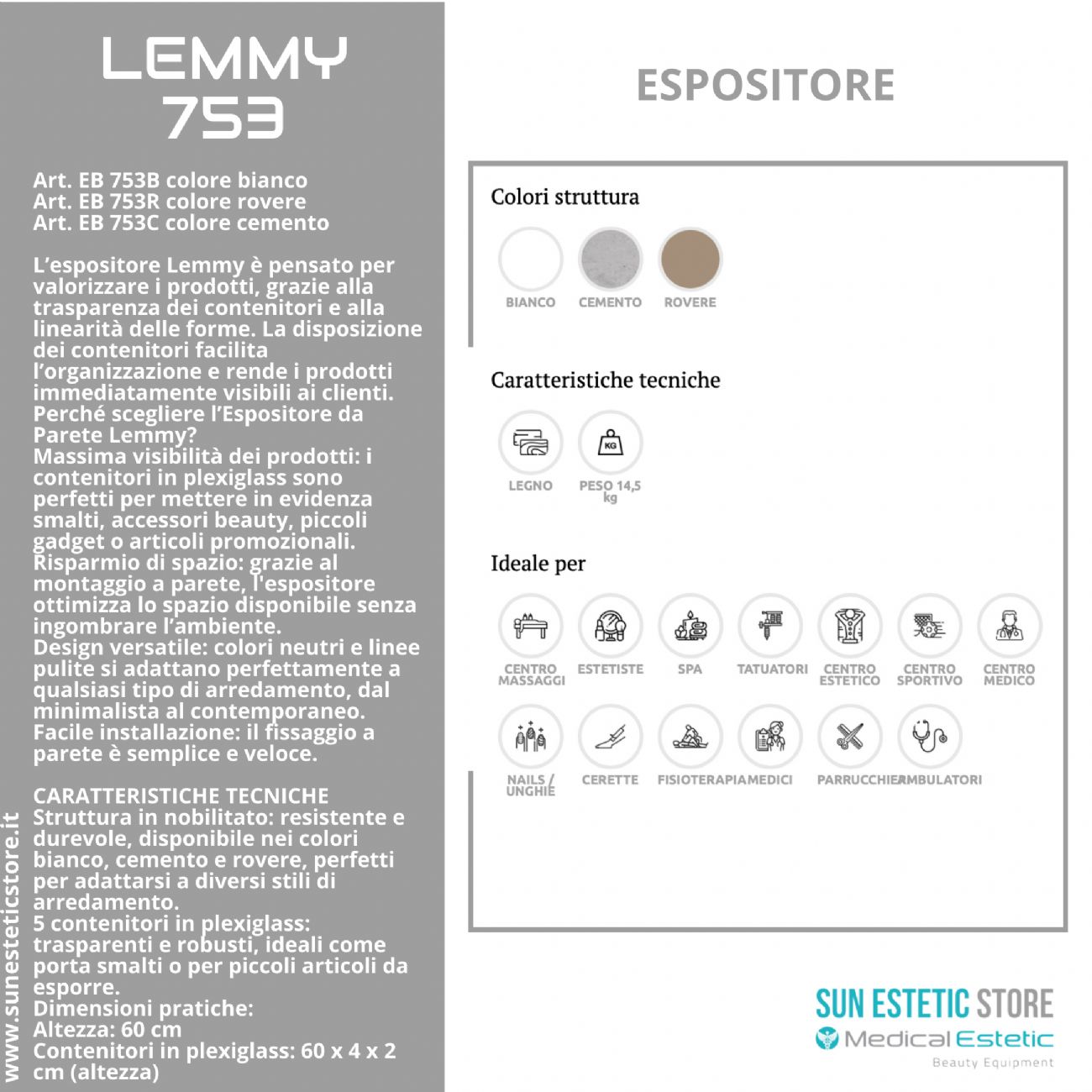 Lemmy espositore da parete accessori da negozio