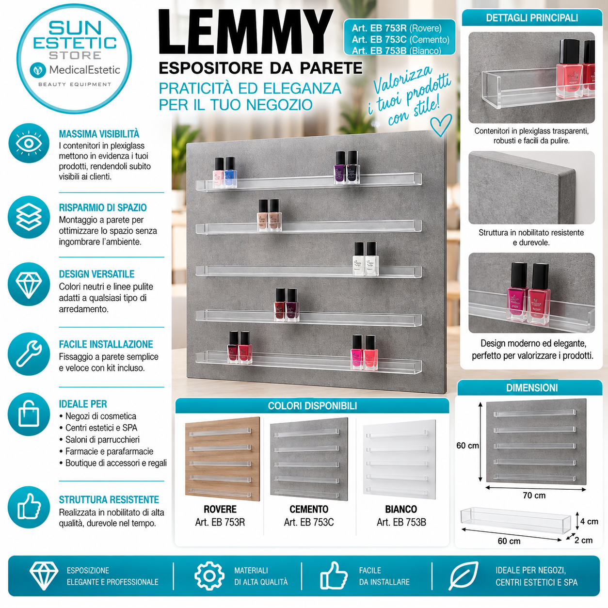 Lemmy espositore da parete accessori da negozio