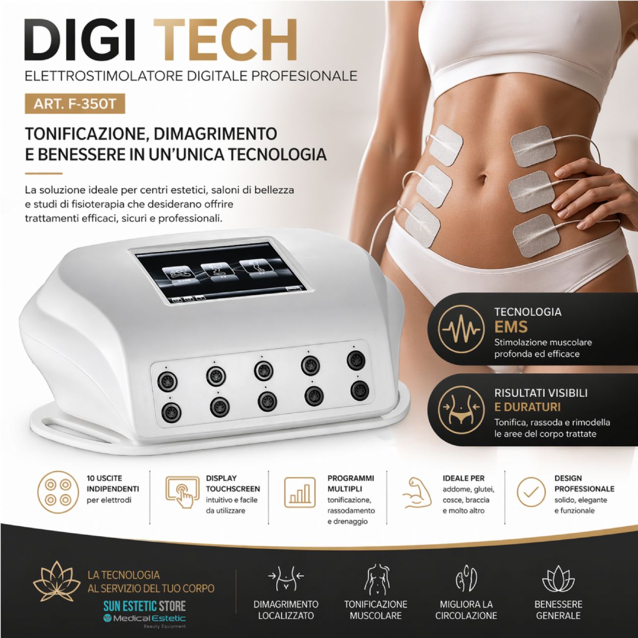 DIGI TECH F350 Elettrostimolatore digitale tonificazione