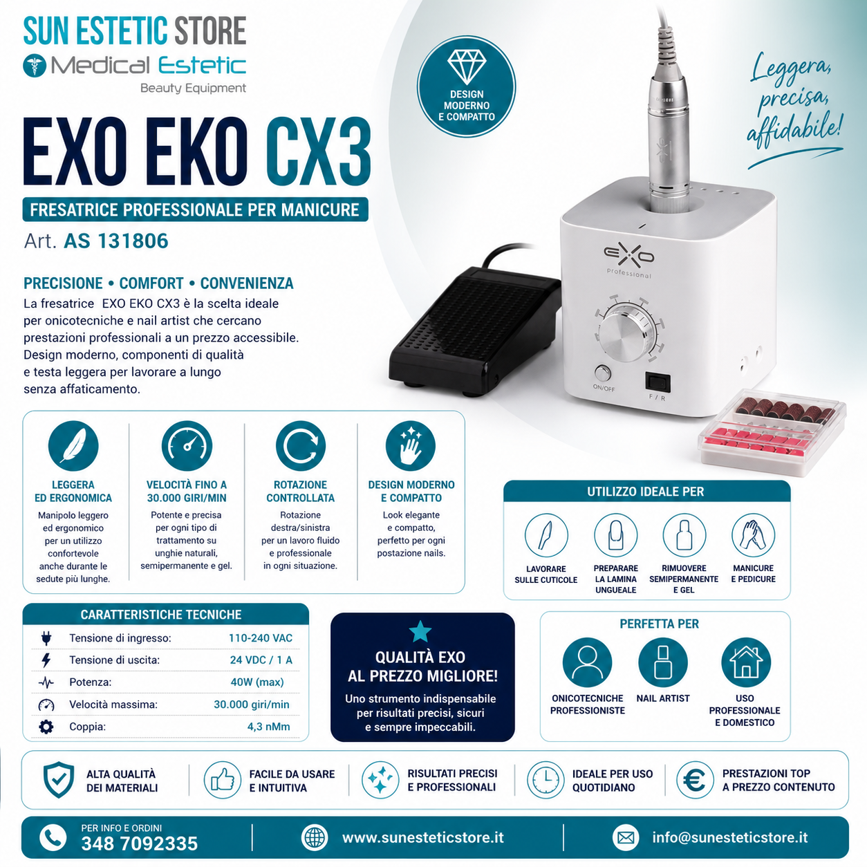 EXO EKO CX3 fresa micromotore per manicure onicotecnica
