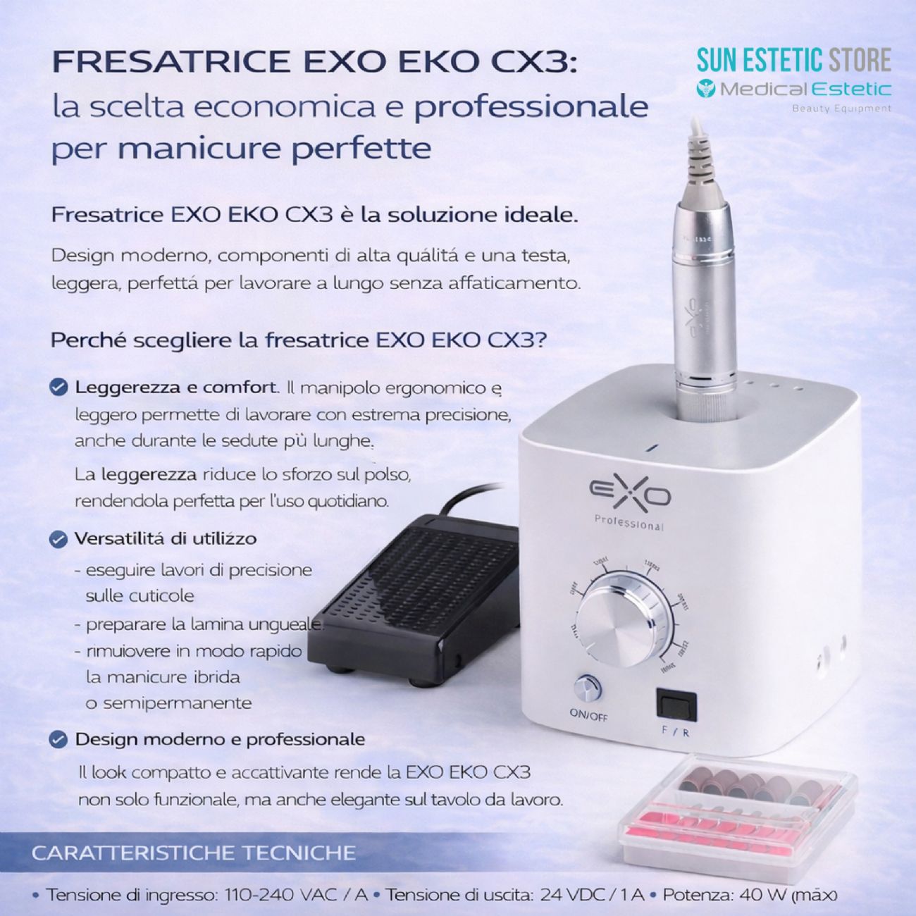 EXO EKO SX3 fresa micromotore per manicure onicotecnica