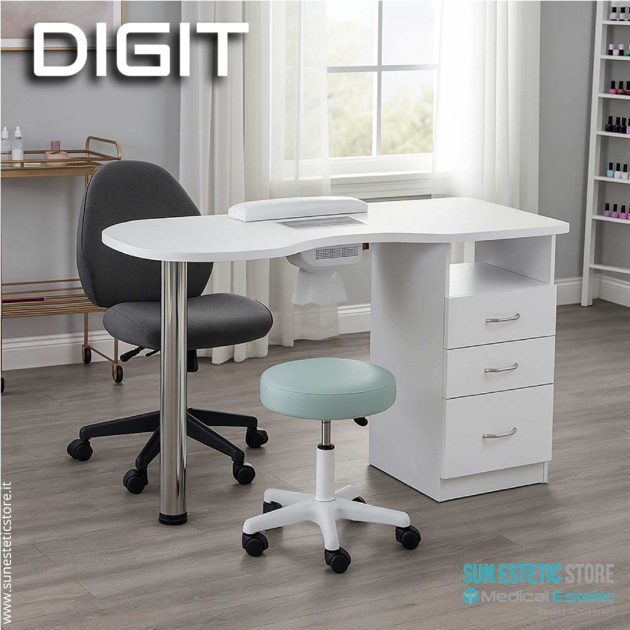 Digit tavolo manicure in  legno laccato con aspiratore