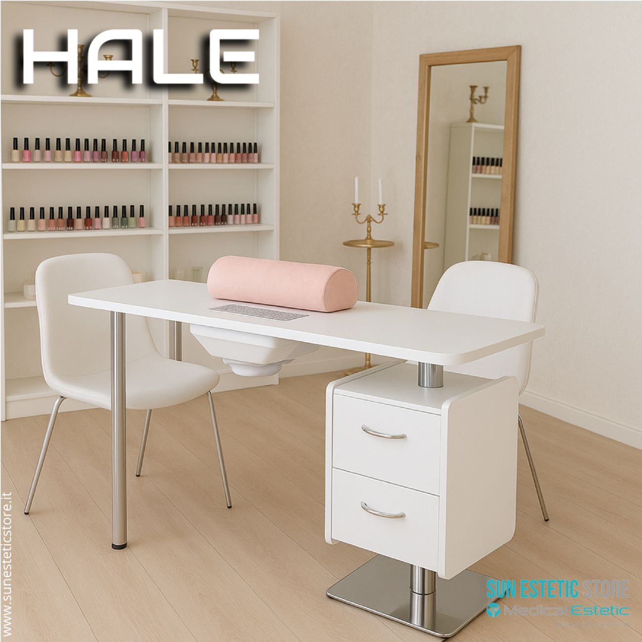 Hale tavolo manicure ricostruzione unghie nails con due cassetti