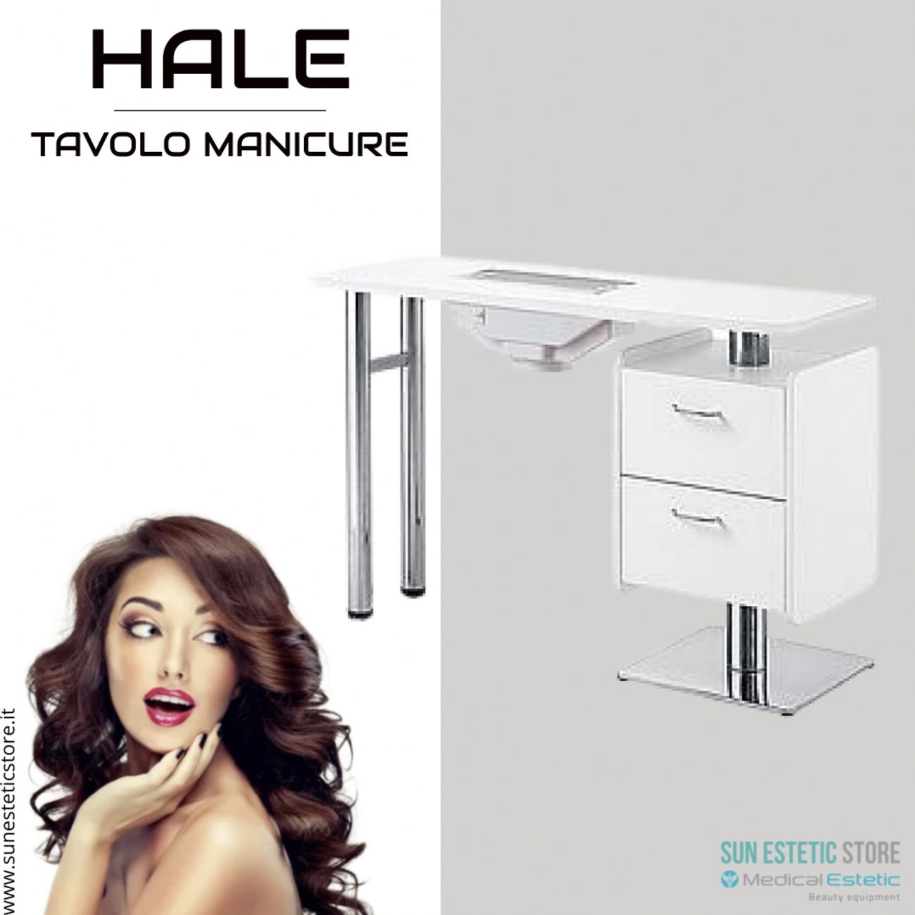 Hale tavolo manicure ricostruzione unghie nails con due cassetti