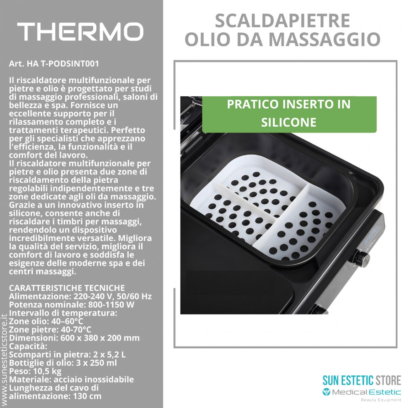 Thermo riscaldatore pietre hot stone e olio massaggio Spa