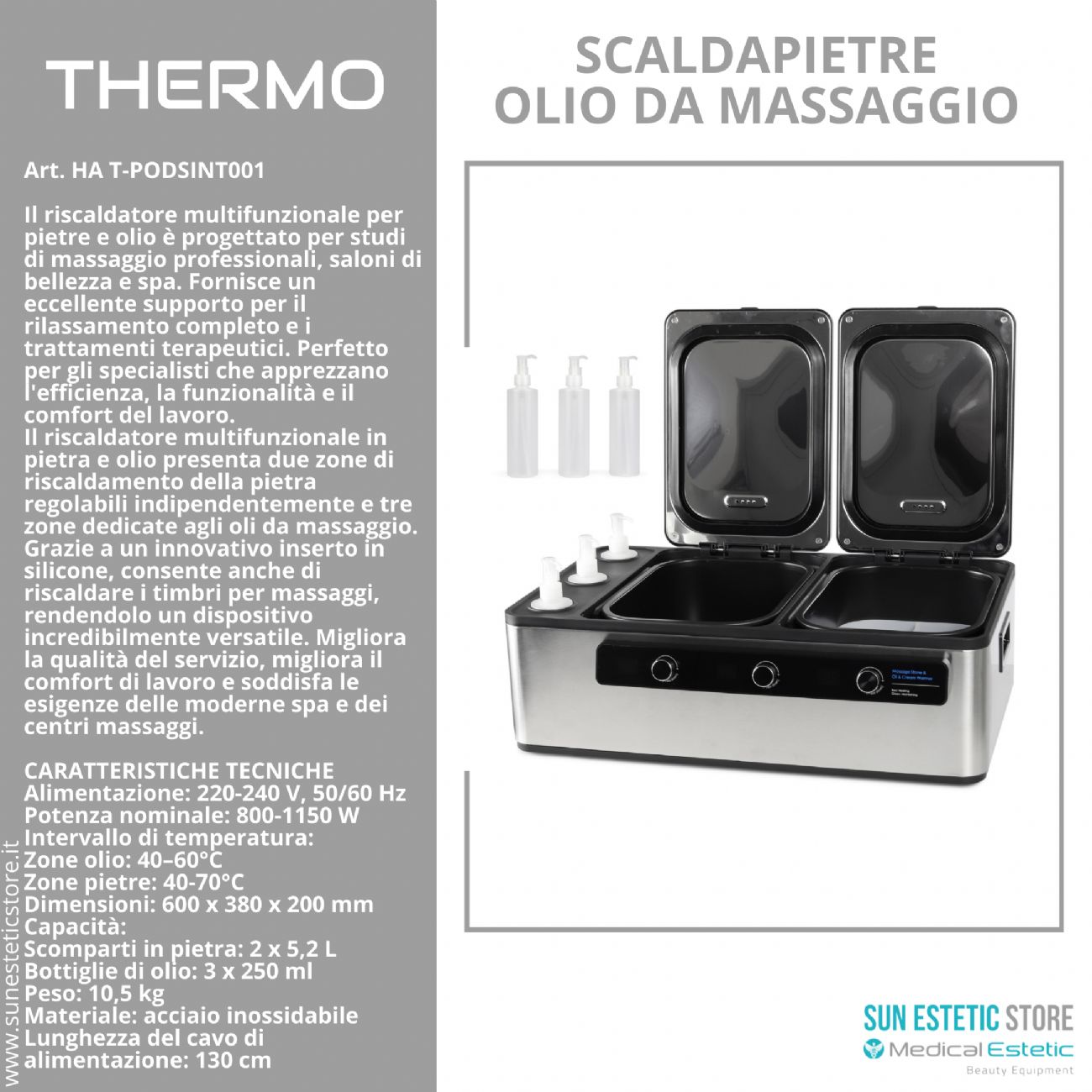 Thermo riscaldatore pietre hot stone e olio massaggio Spa