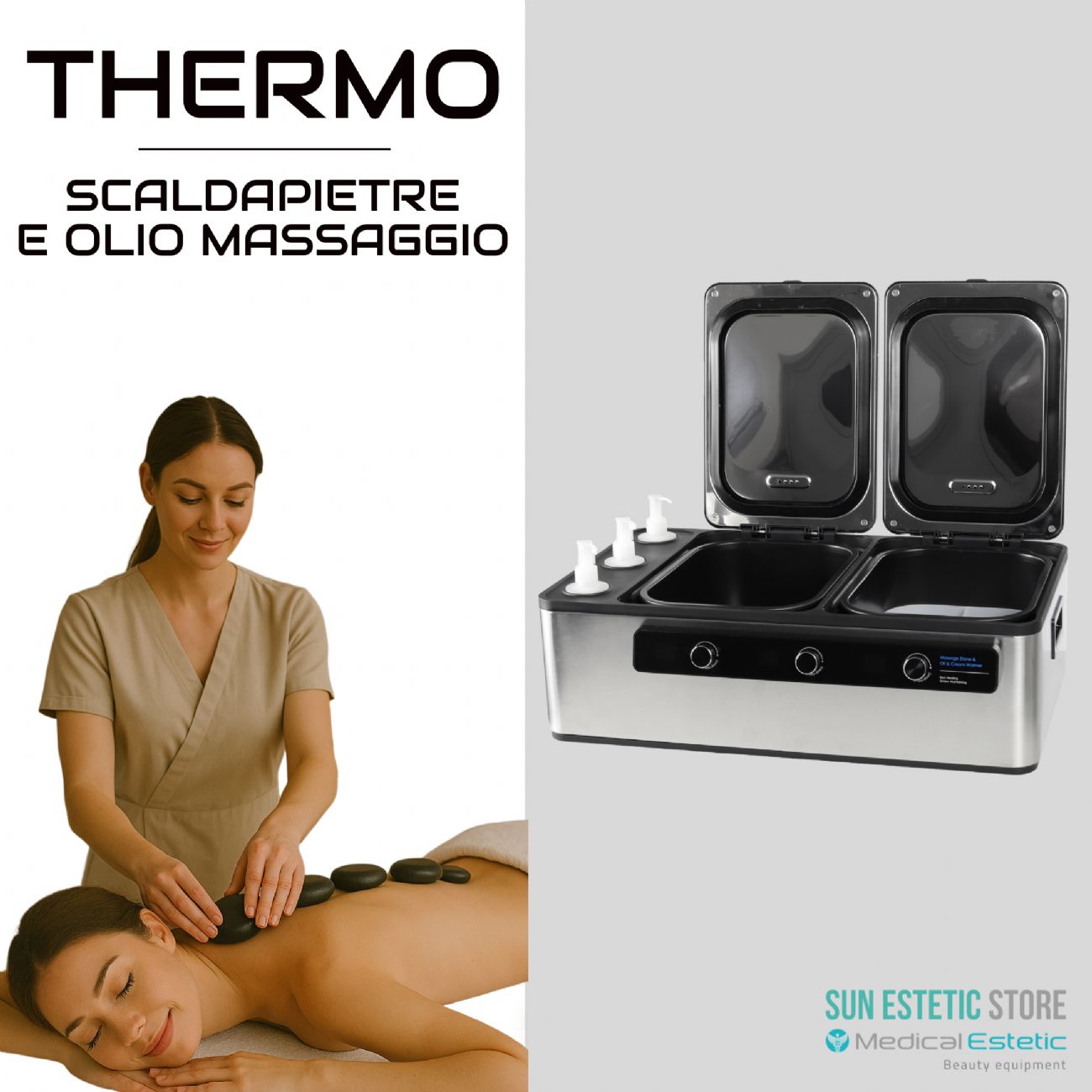 Thermo riscaldatore pietre hot stone e olio massaggio Spa