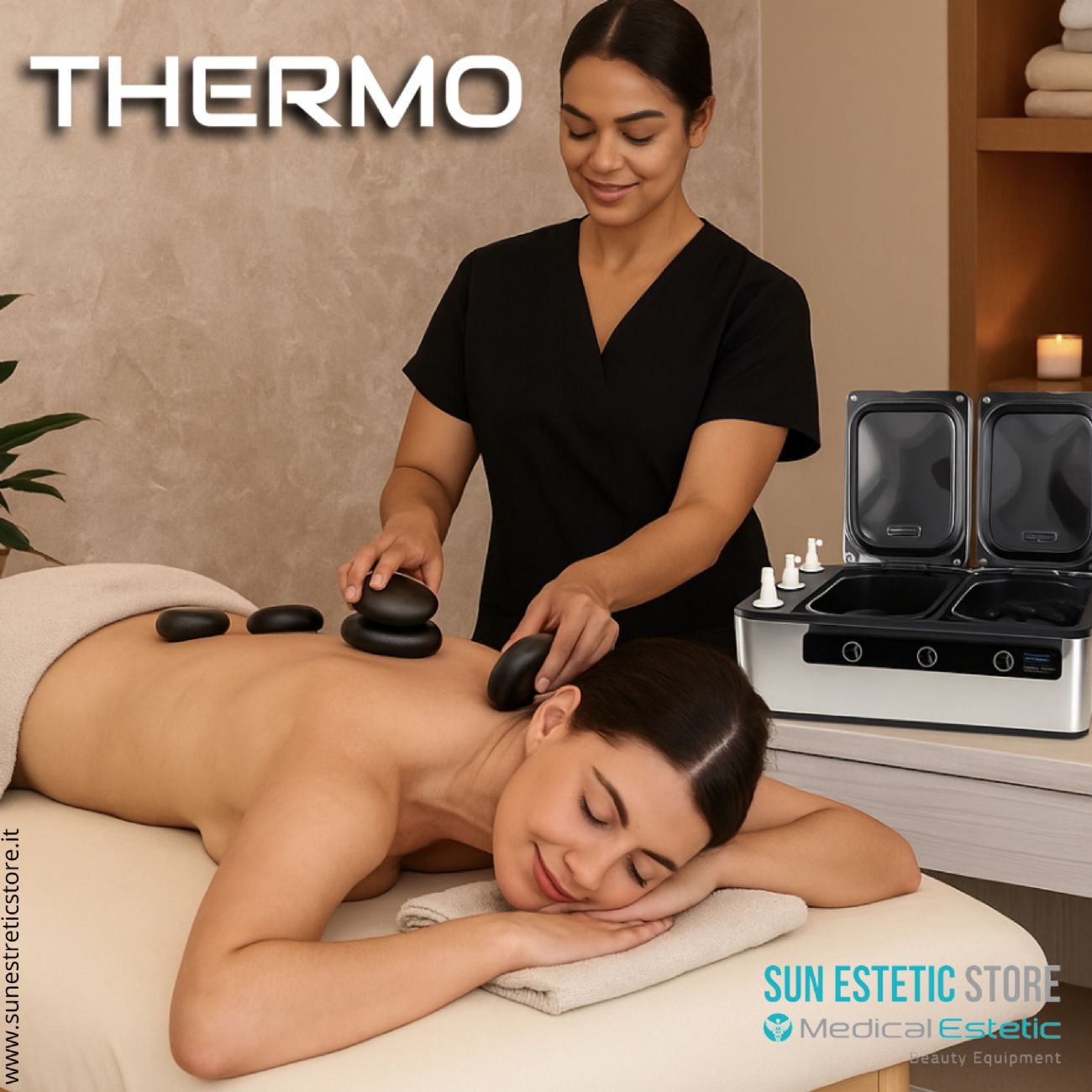 Thermo riscaldatore pietre hot stone e olio massaggio Spa