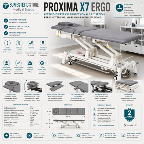 Proxima X7 lettino fisioterapia riabilitazione 7 sezioni