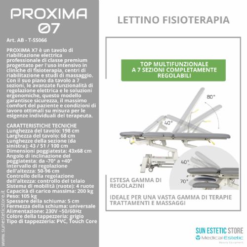 Proxima X7 lettino fisioterapia riabilitazione 7 sezioni