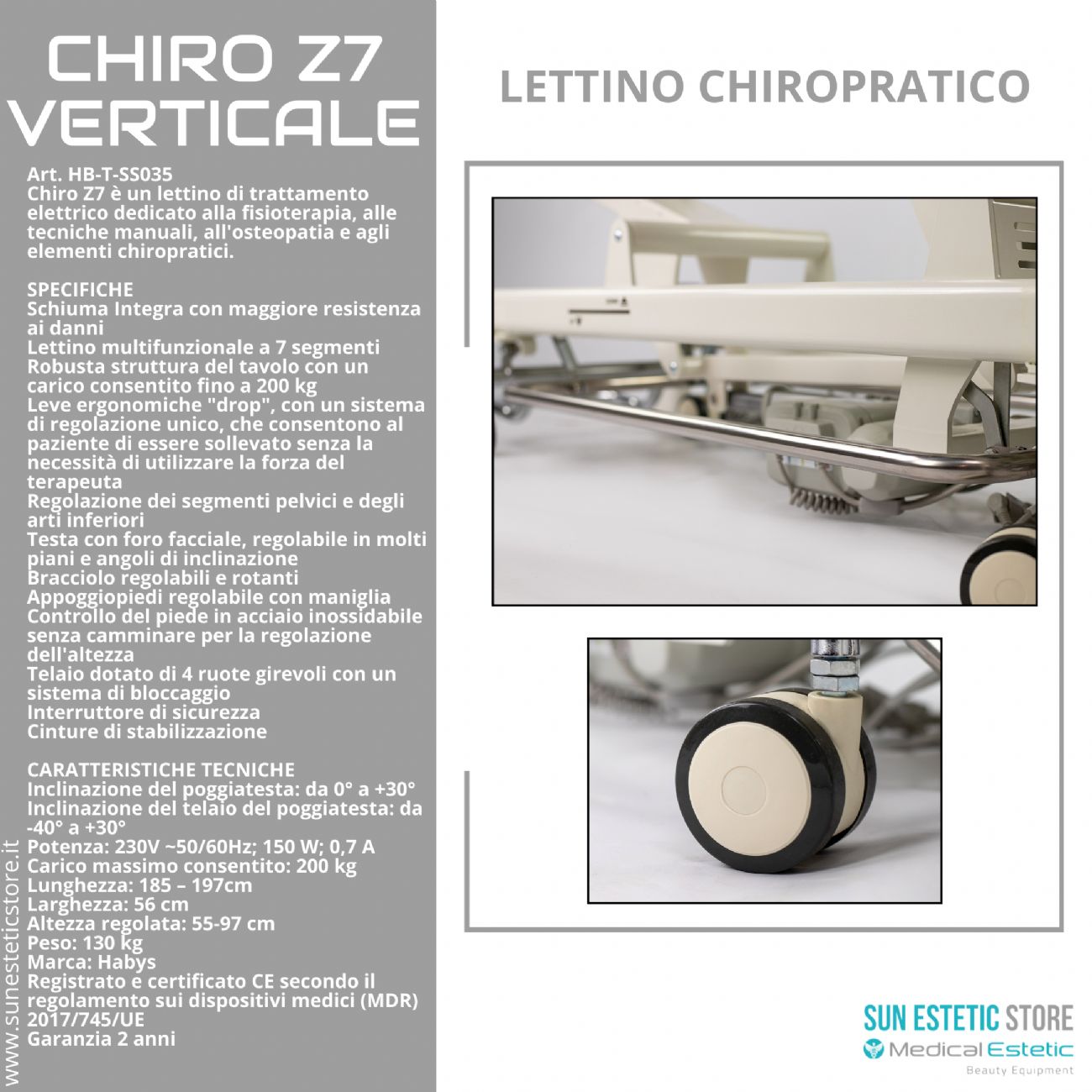 Chiro Z7Verticale lettino chiropratico a 7 zone con Drop System