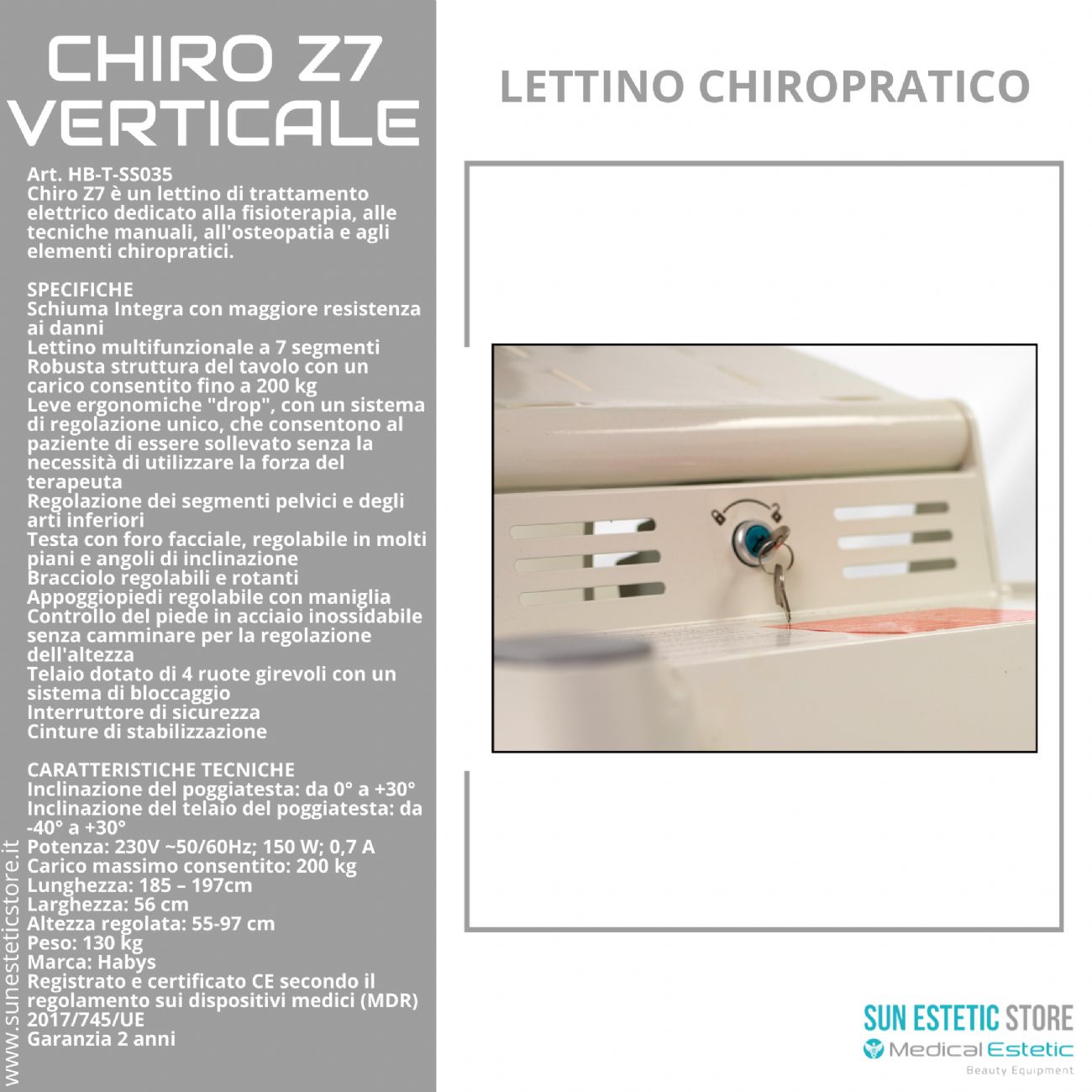Chiro Z7Verticale lettino chiropratico a 7 zone con Drop System