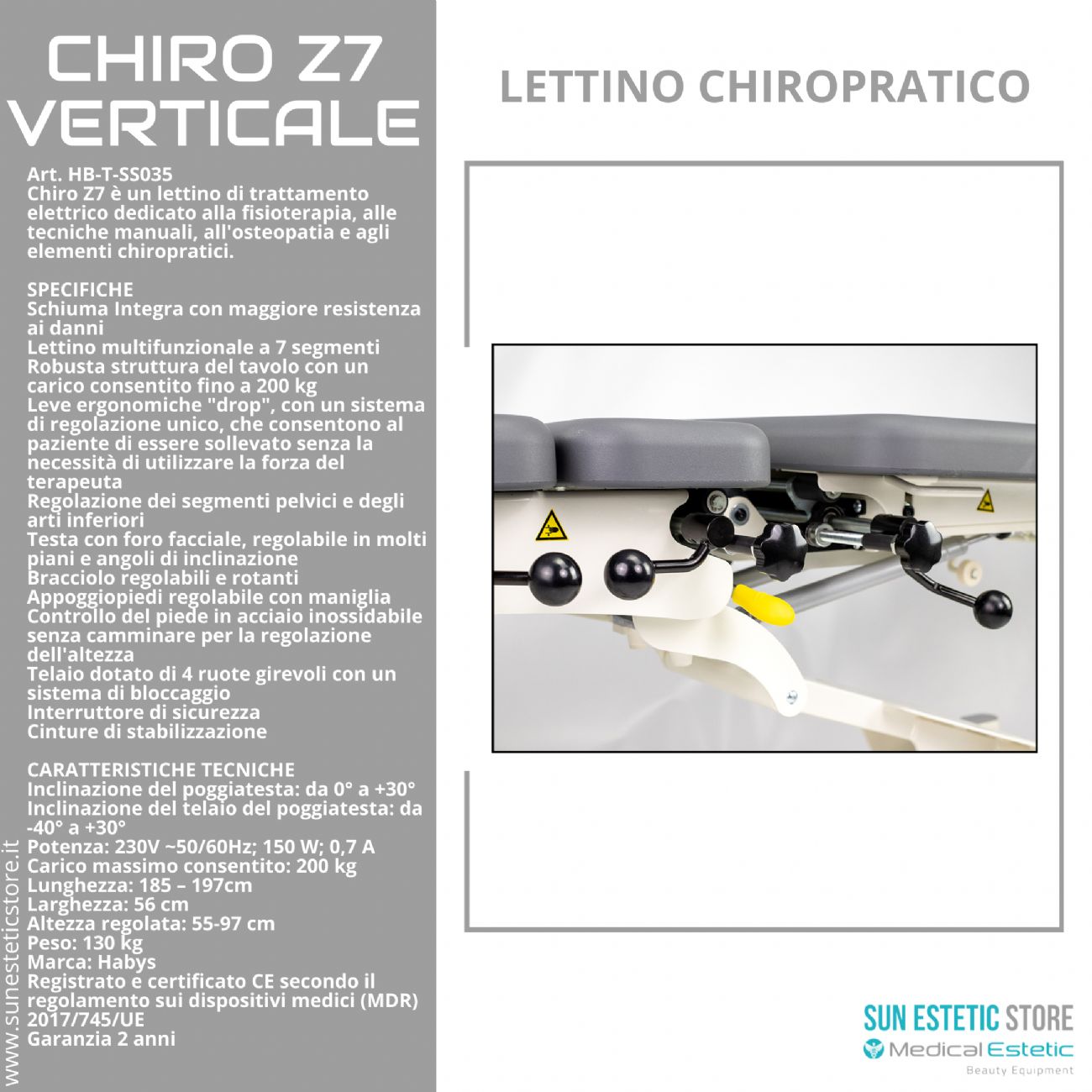 Chiro Z7Verticale lettino chiropratico a 7 zone con Drop System