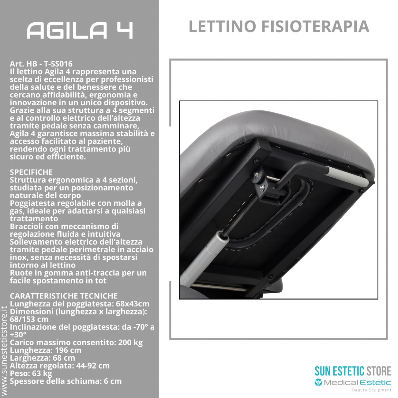Agila 4 lettino elettrico per fisioterapia con comando perimetrale