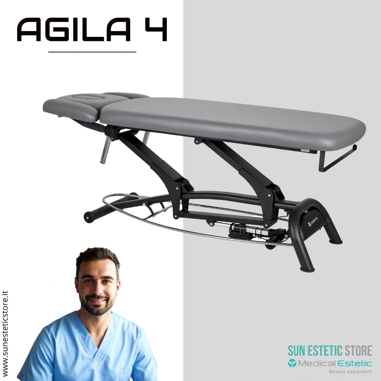 Agila 4 lettino elettrico per fisioterapia con comando perimetrale