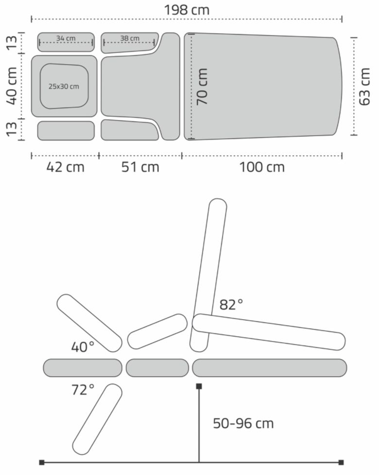 Evero X7 lettino fisioterapia 7 sezioni motorizzato con perimetrale