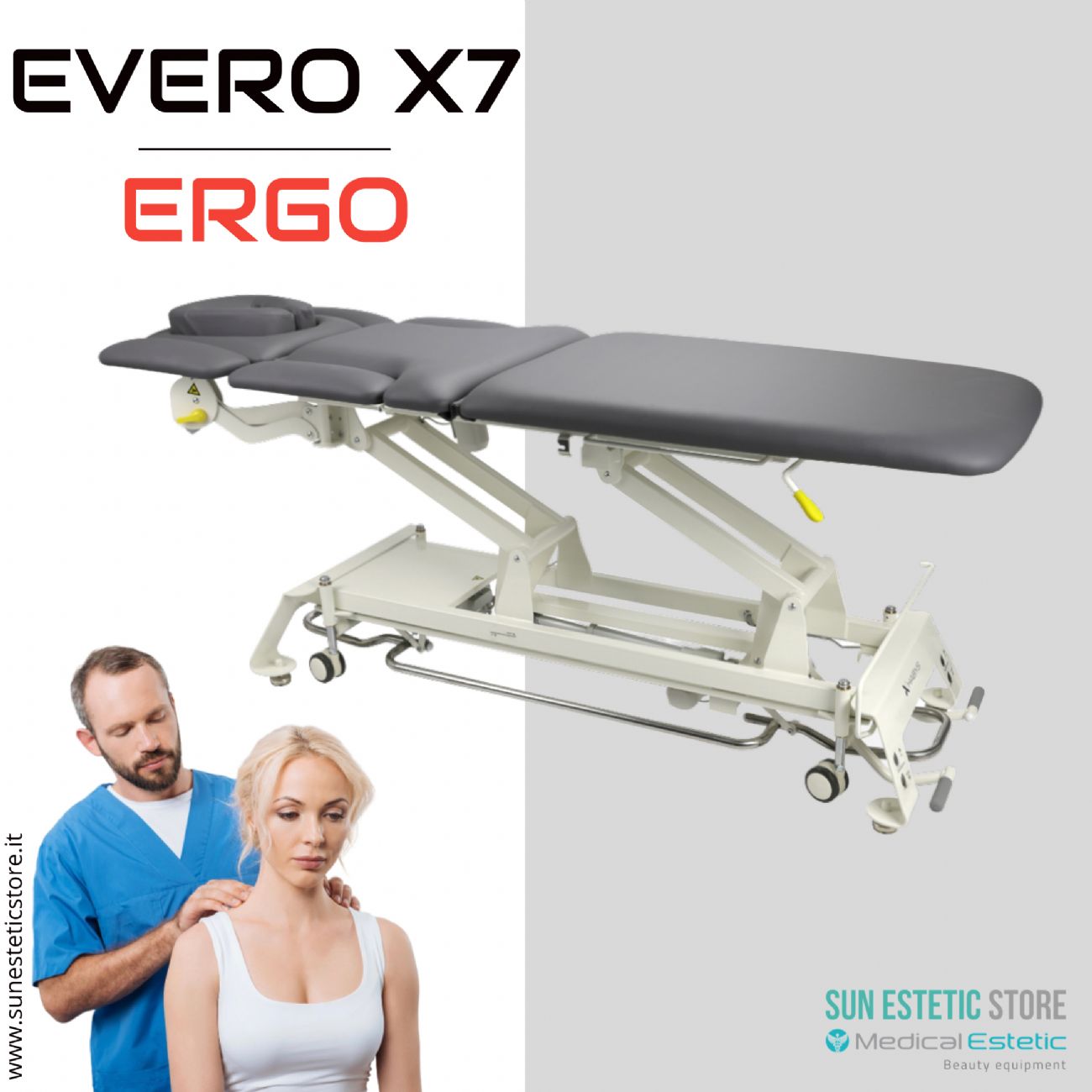 Evero X7 lettino fisioterapia 7 sezioni motorizzato con perimetrale
