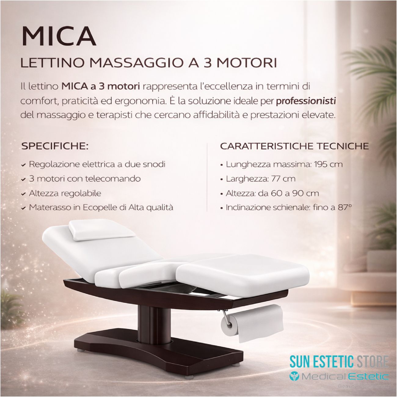 Ulna lettino massaggio a 3 sezioni elettrico a 3 motori