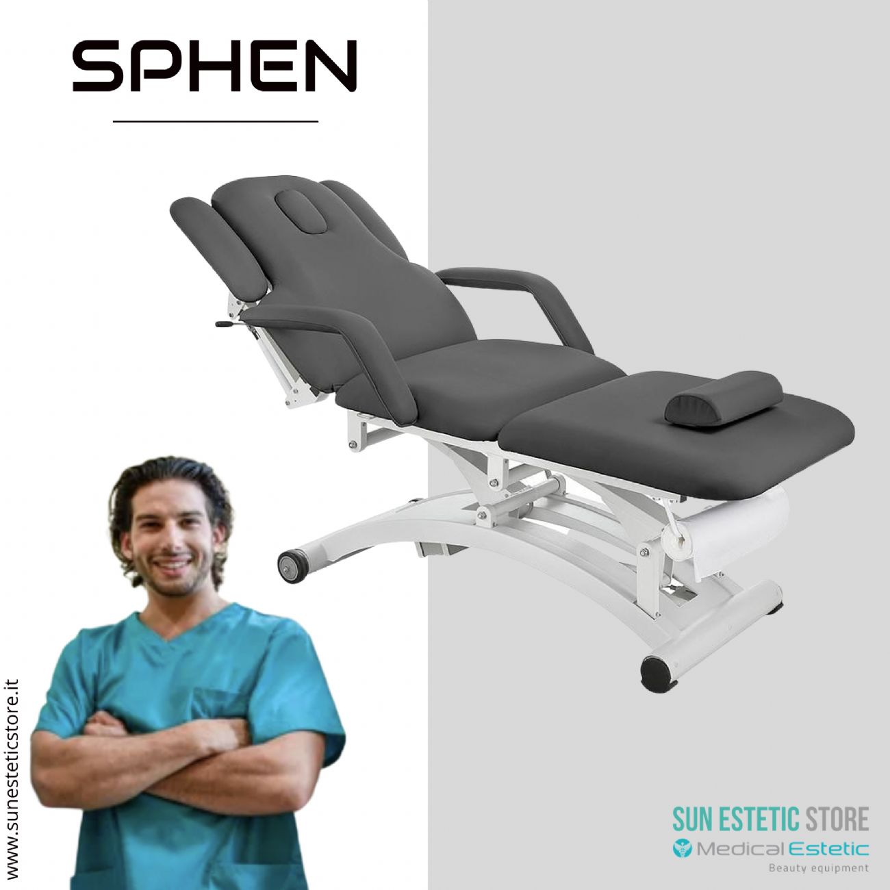 Sphen lettino massaggi fisioterapia 3 motori 2 snodi