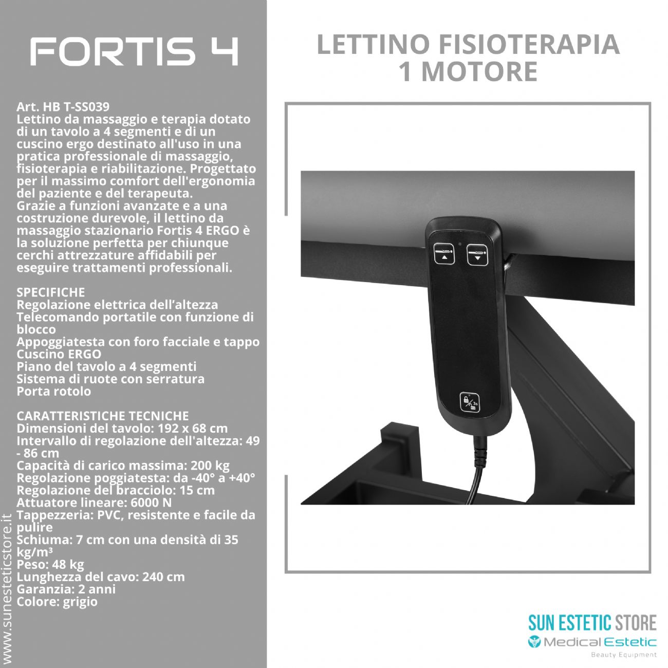 Fortis 4 lettino fisioterapia 4 sezioni 1 motore