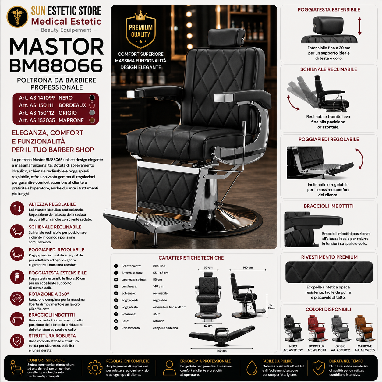 Mastor BM88066 poltrona maschile barbiere
