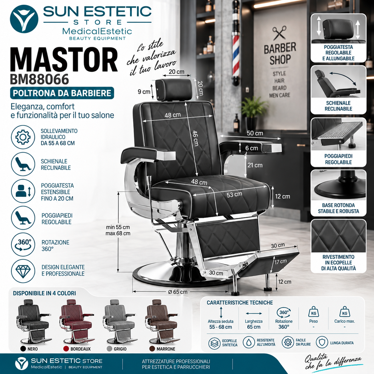 Mastor BM88066 poltrona maschile barbiere