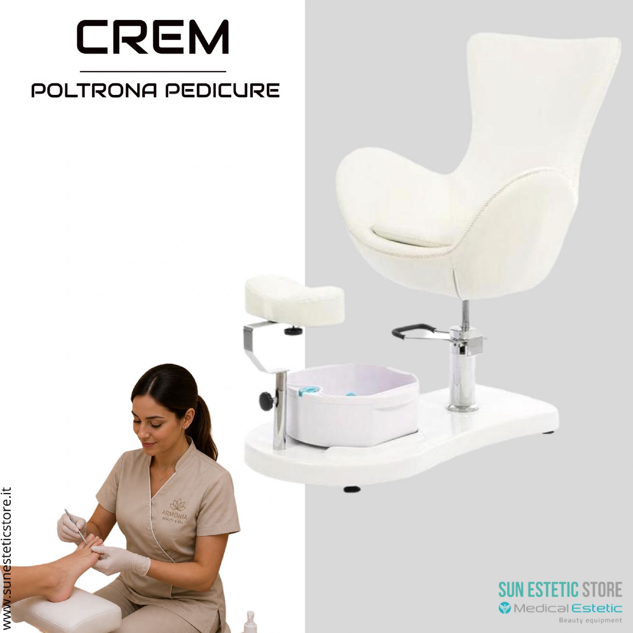 Crem poltrona pedicure idraulica con vaschetta idromassaggio