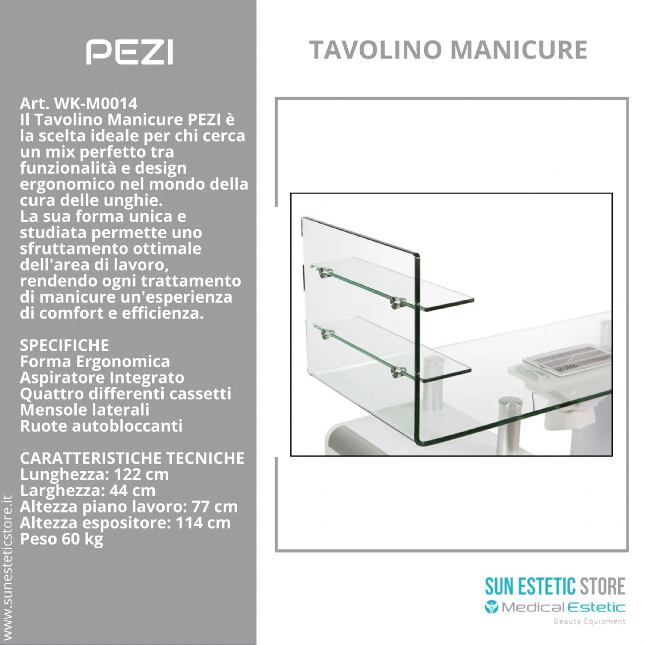 Pezi tavolo manicure ricostruzione unghie nails 4 casseti + mensole smalti