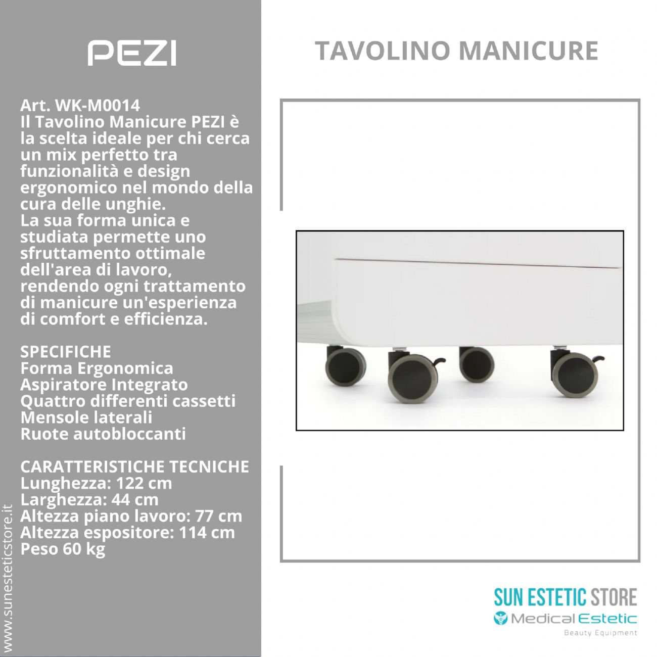 Pezi tavolo manicure ricostruzione unghie nails 4 casseti + mensole smalti