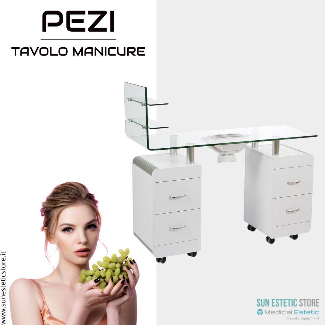 Pezi tavolo manicure ricostruzione unghie nails 4 casseti + mensole smalti