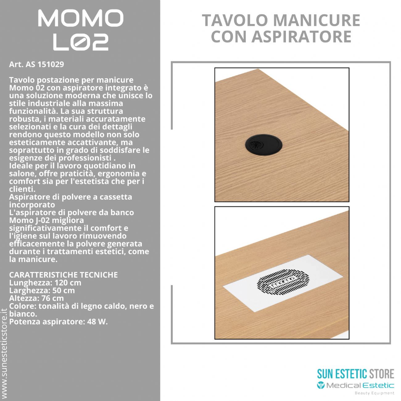 Momo L02 Tavolo manicure con aspiratore