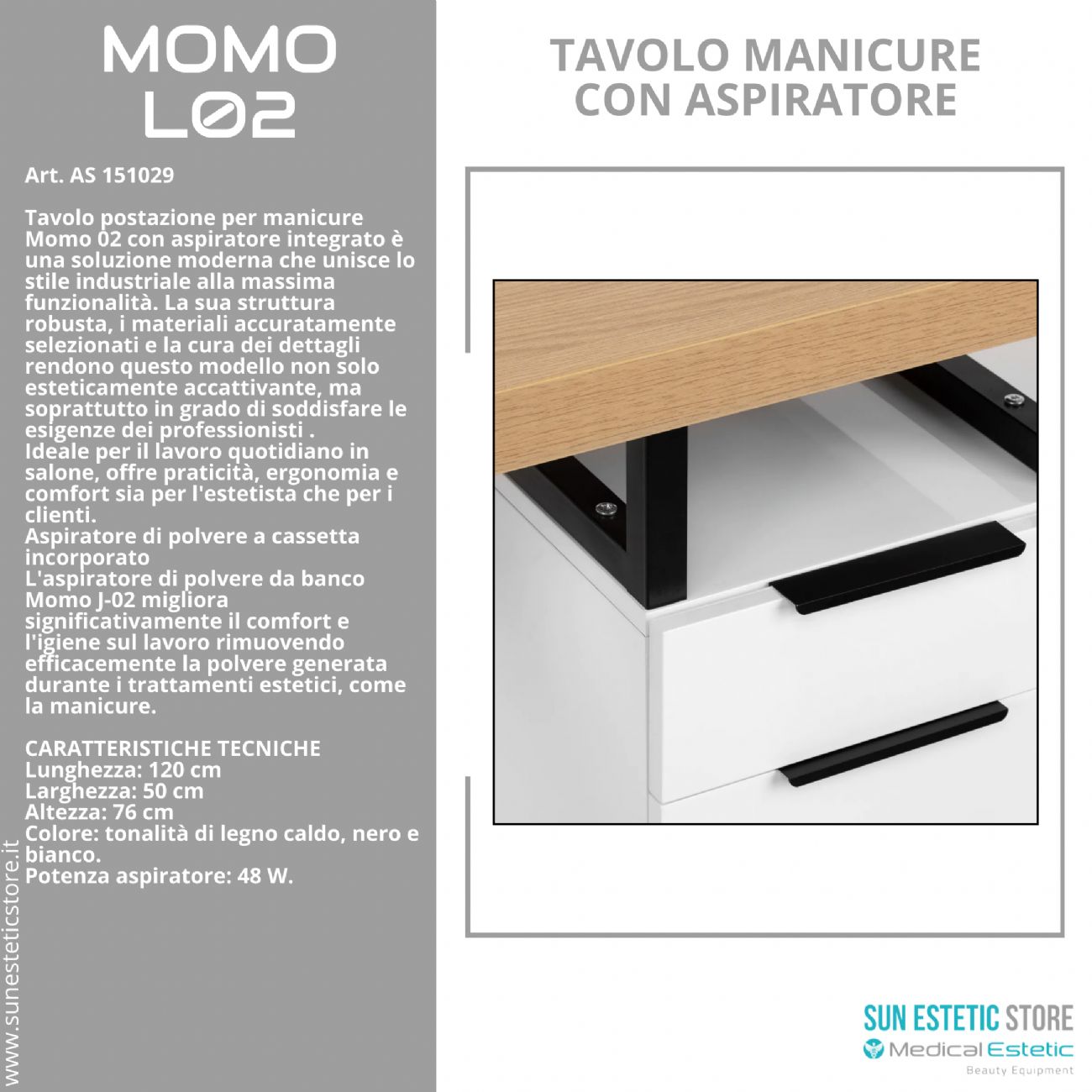 Momo L02 Tavolo manicure con aspiratore
