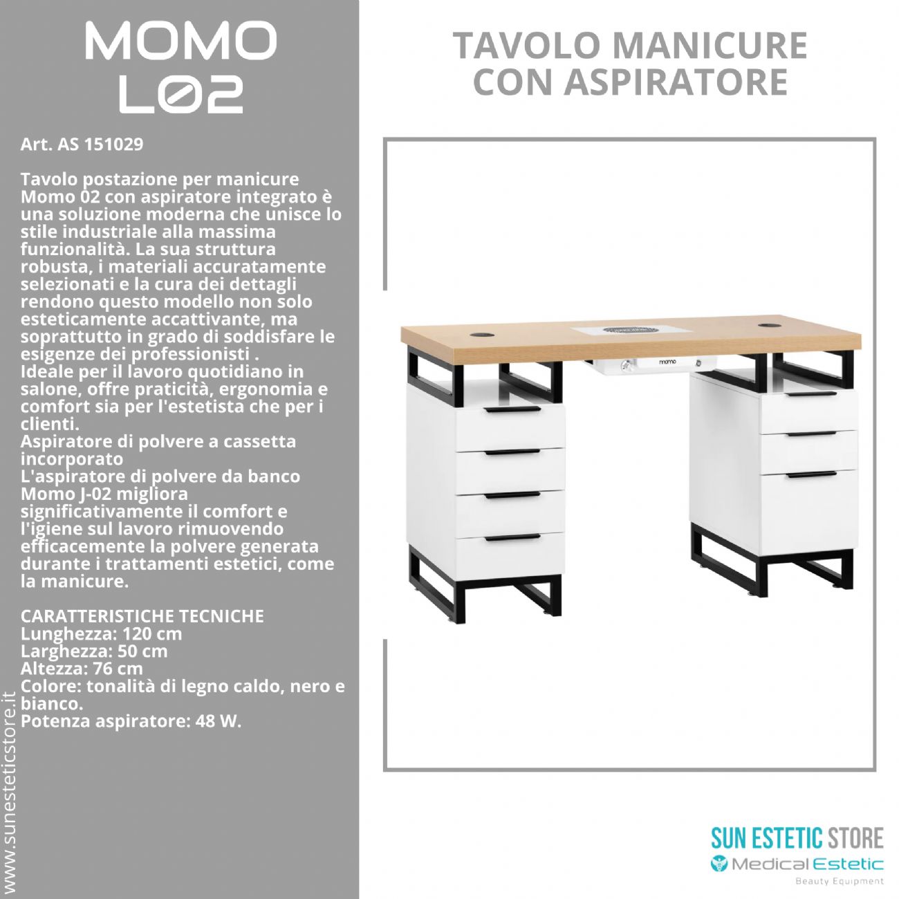Momo L02 Tavolo manicure con aspiratore