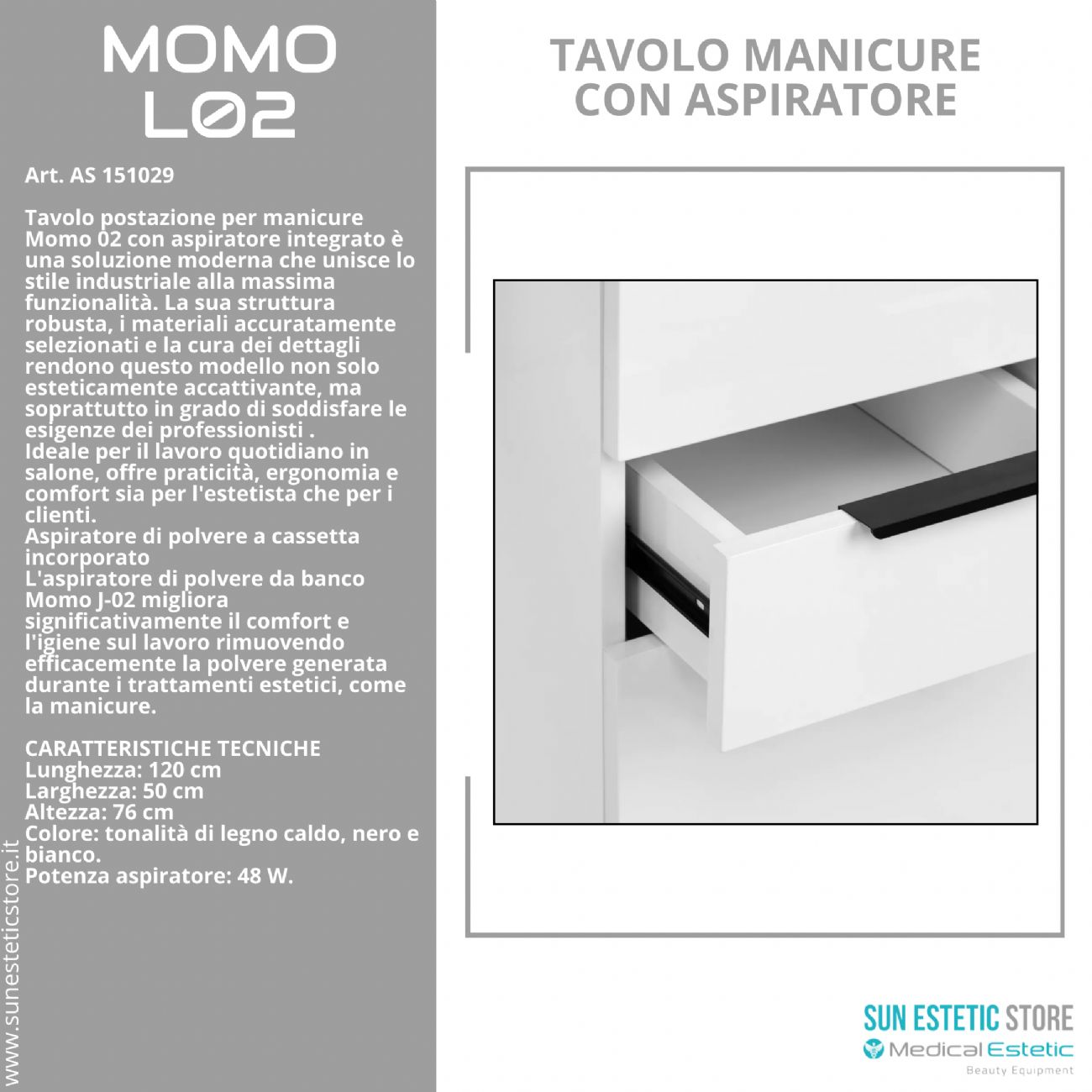 Momo L02 Tavolo manicure con aspiratore