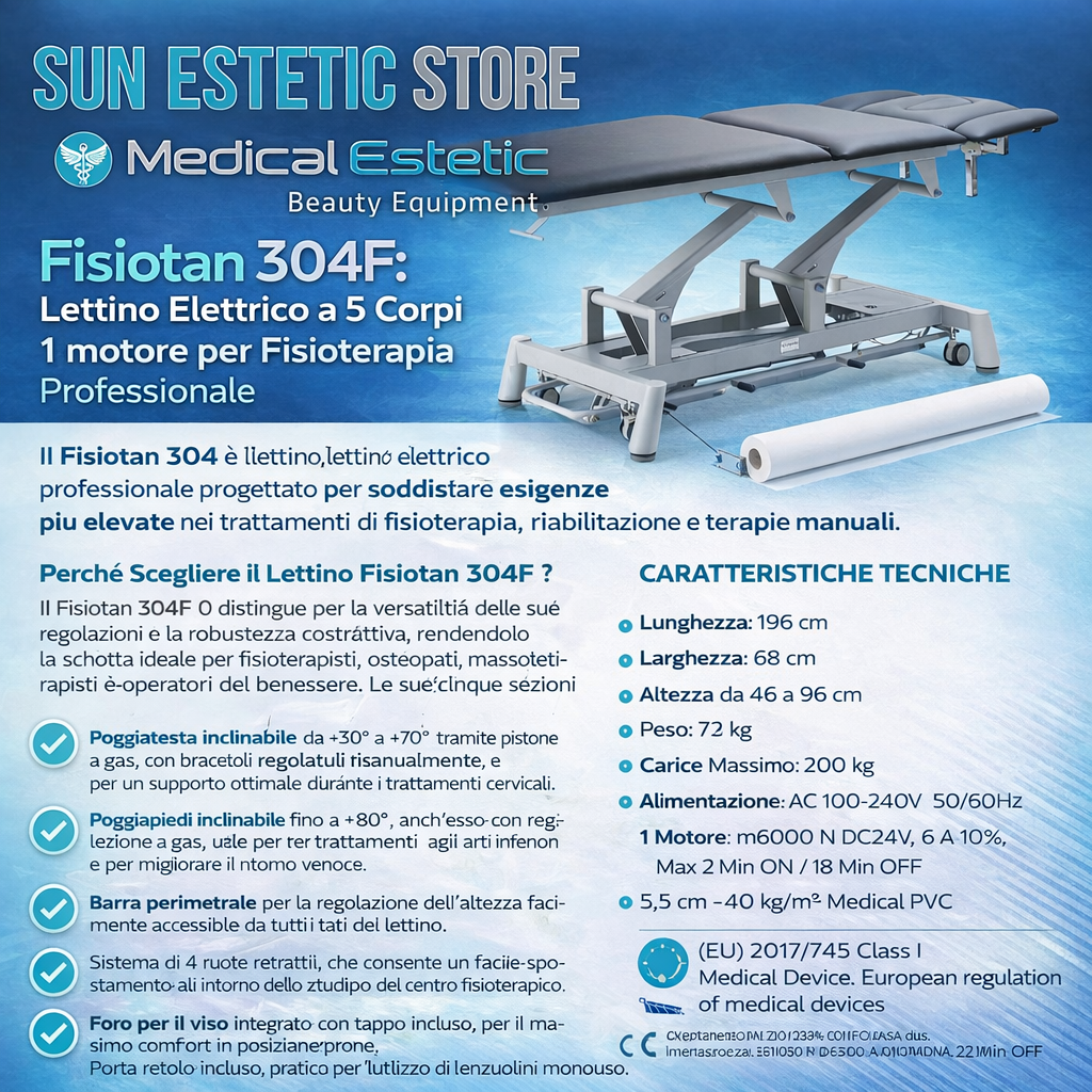 Fisiotan 304F lettino fisioterapia 1 motori con perimetrale