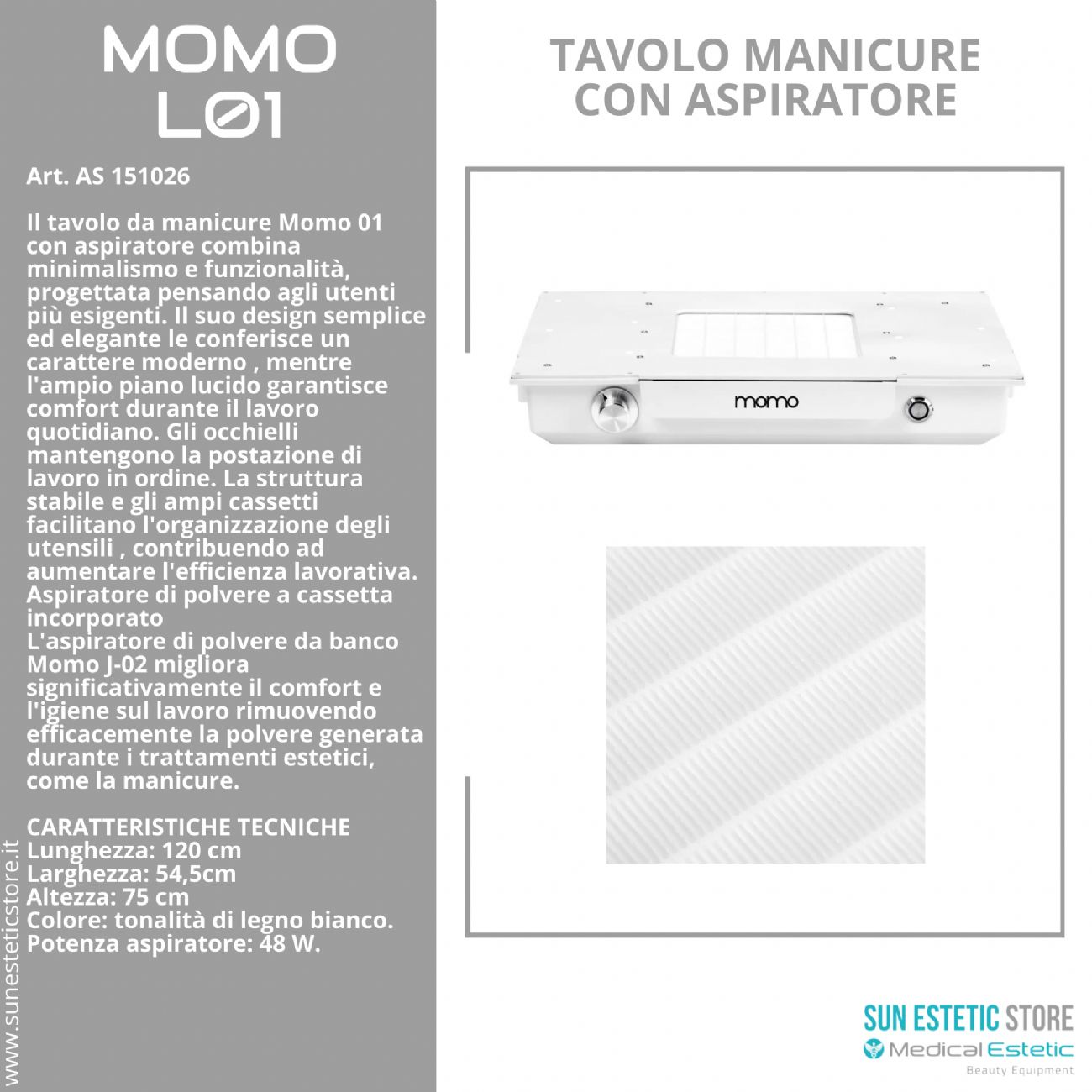 Momo L01 tavolo manicure con aspiratore
