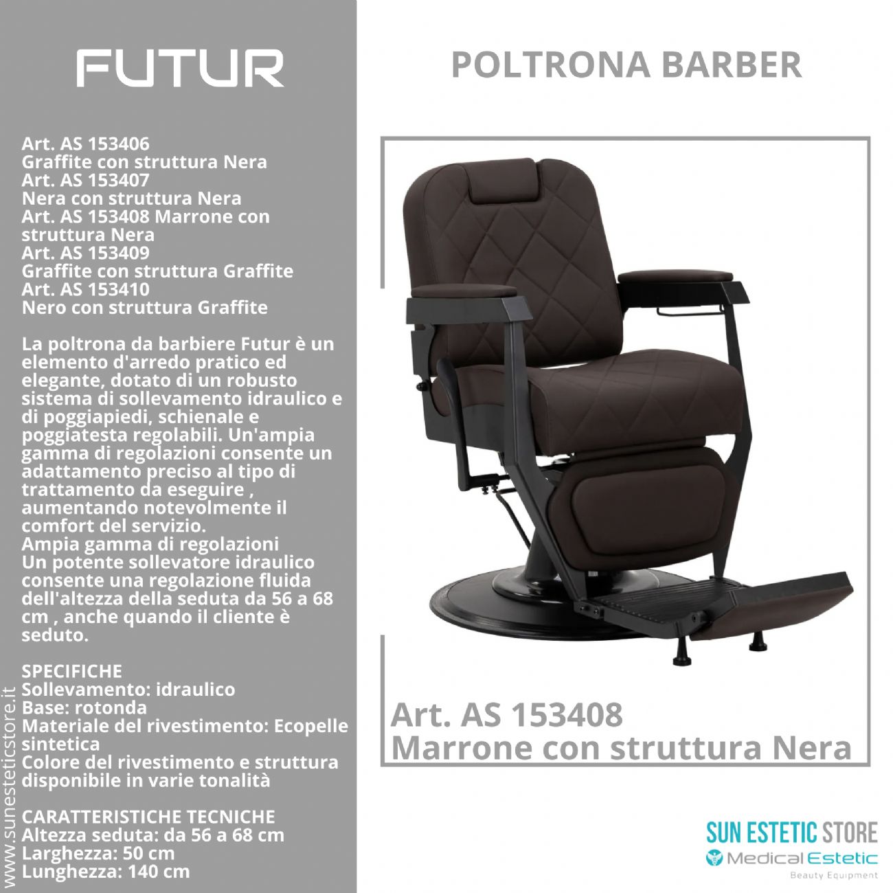 Futur moderna poltrona maschile barber in varie