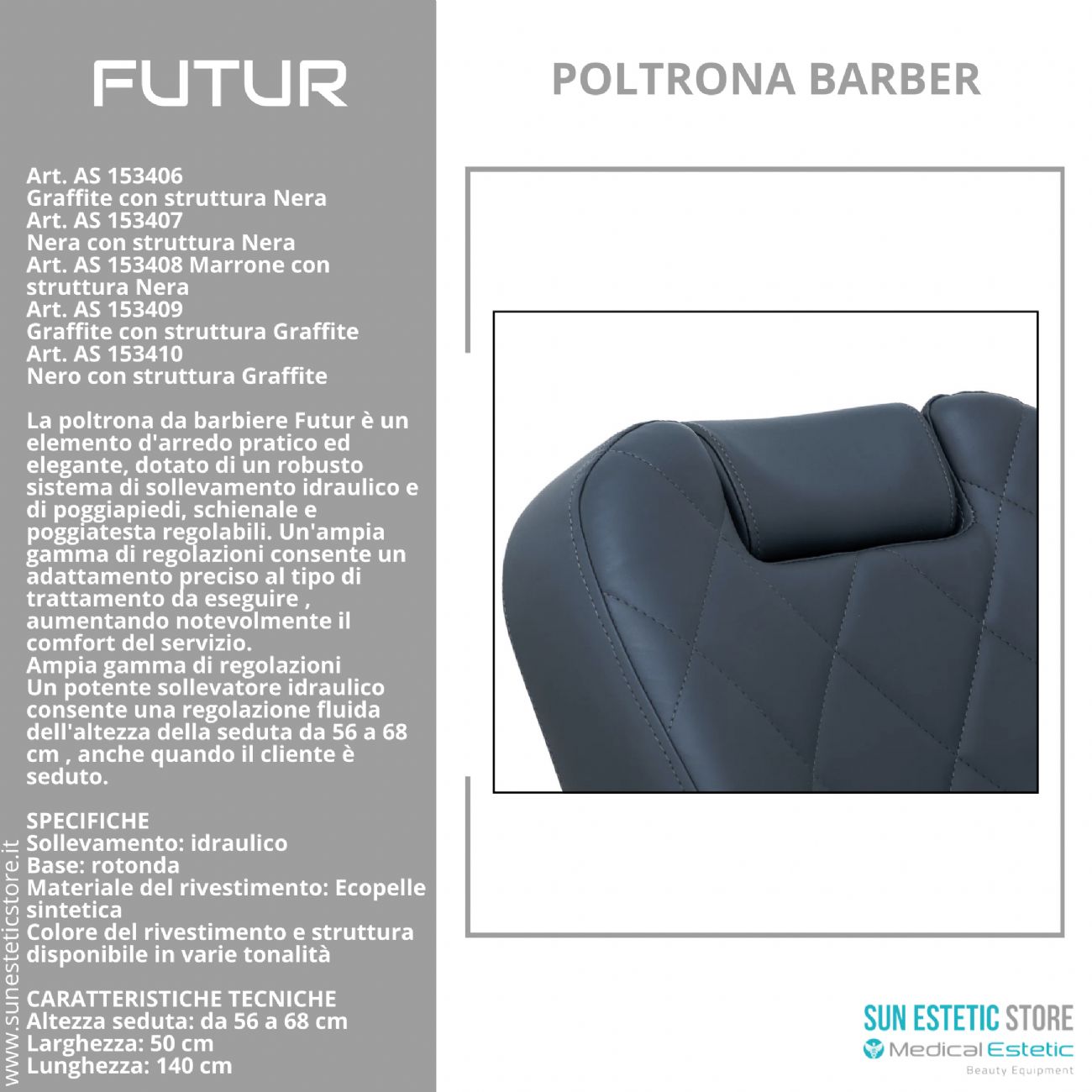 Futur moderna poltrona maschile barber in varie