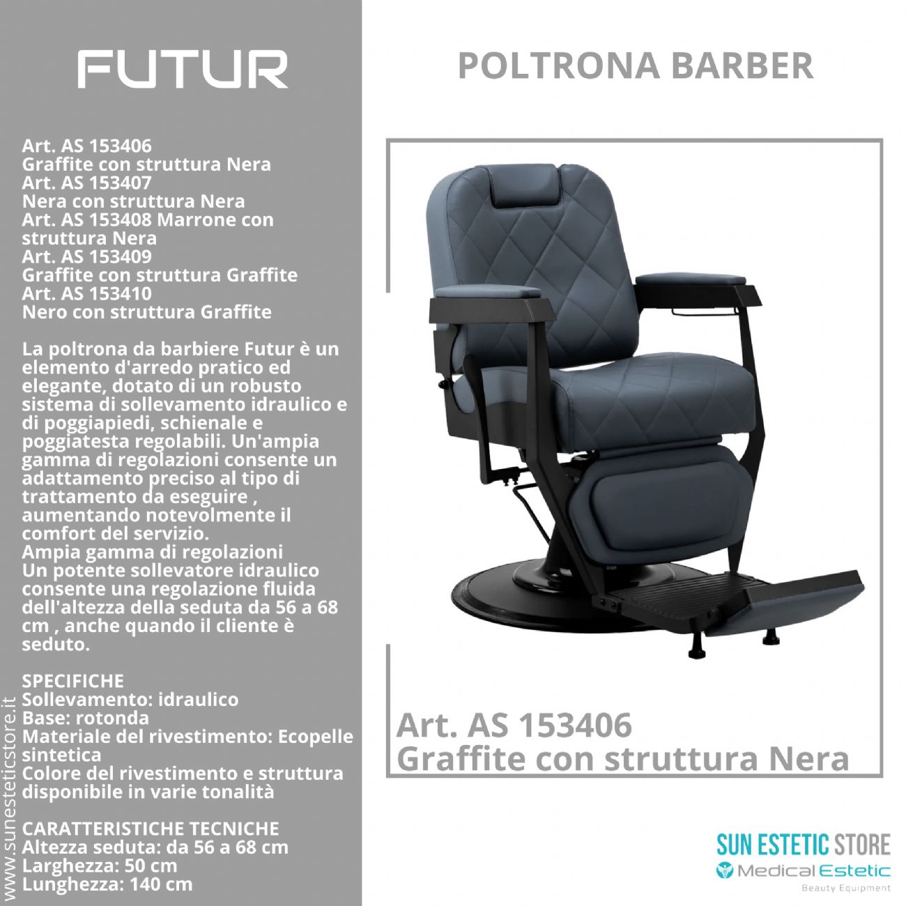 Futur moderna poltrona maschile barber in varie