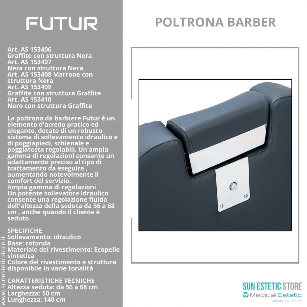 Futur moderna poltrona maschile barber in varie