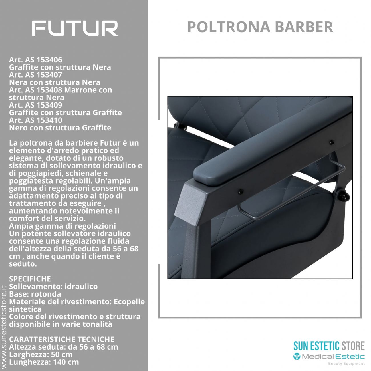 Futur moderna poltrona maschile barber in varie