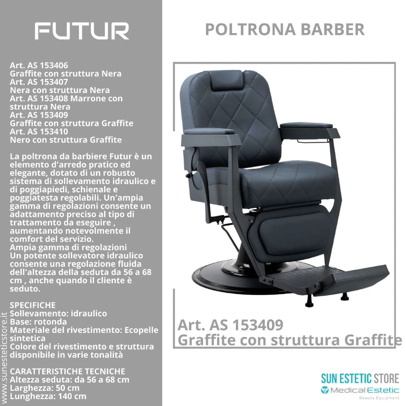 Futur moderna poltrona maschile barber in varie