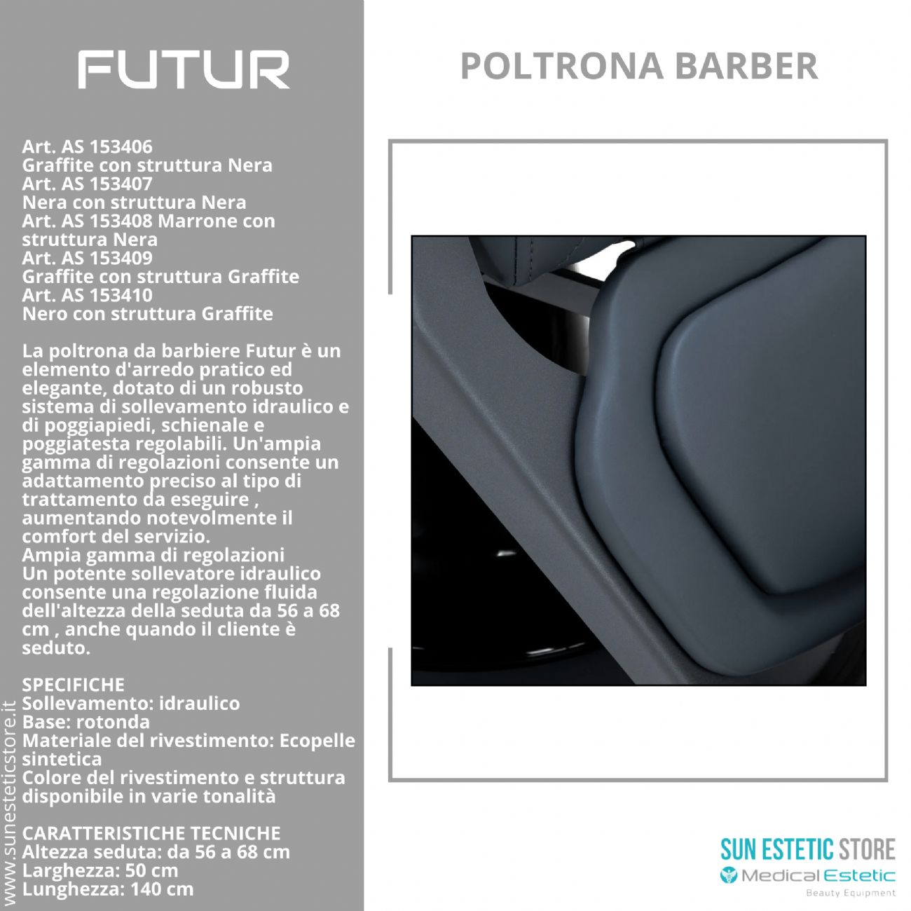 Futur moderna poltrona maschile barber in varie