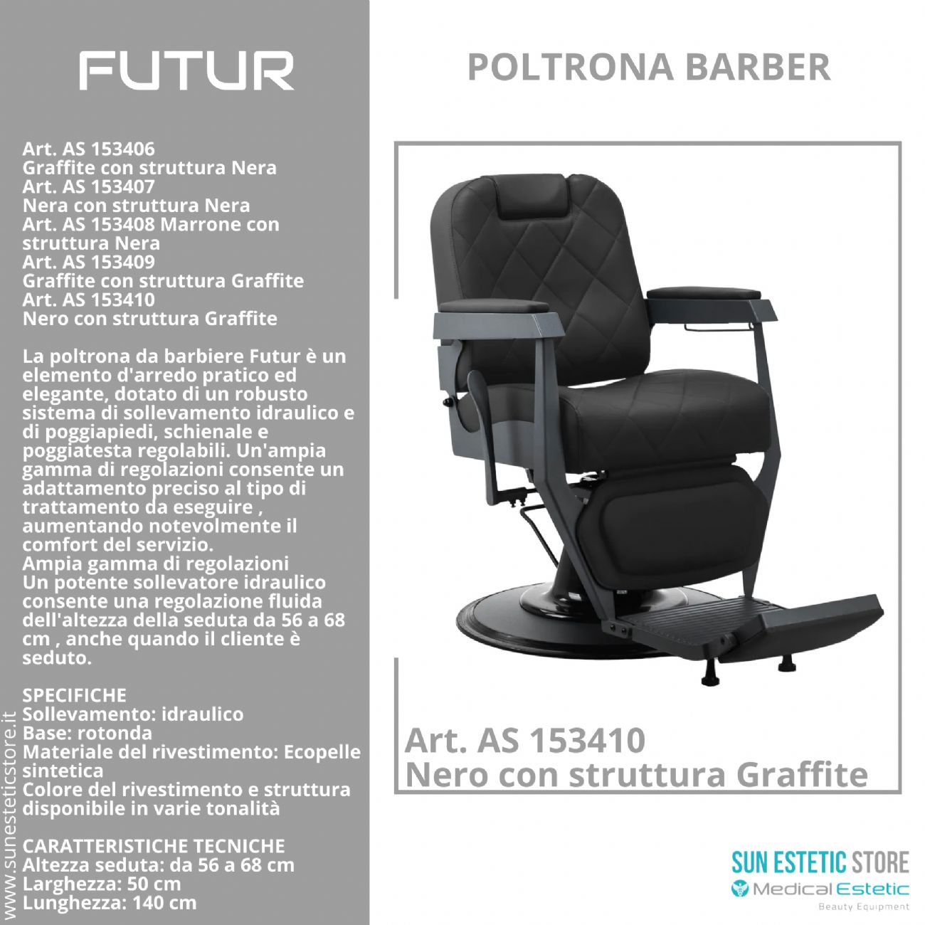 Futur moderna poltrona maschile barber in varie