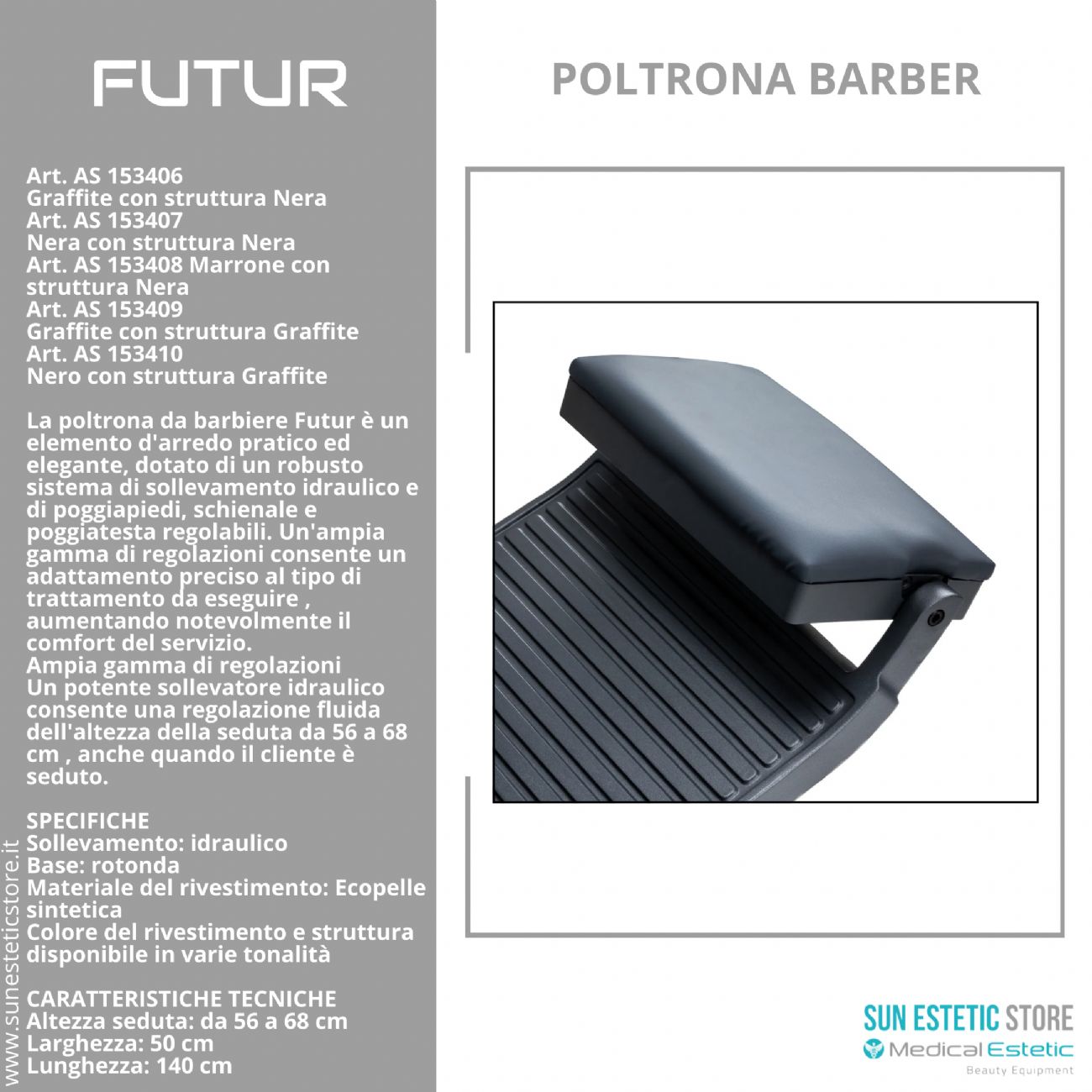 Futur moderna poltrona maschile barber in varie