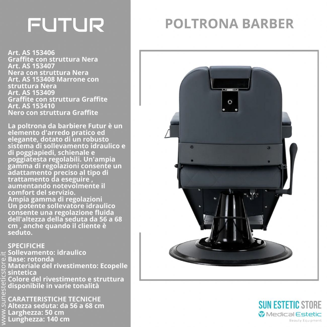 Futur moderna poltrona maschile barber in varie