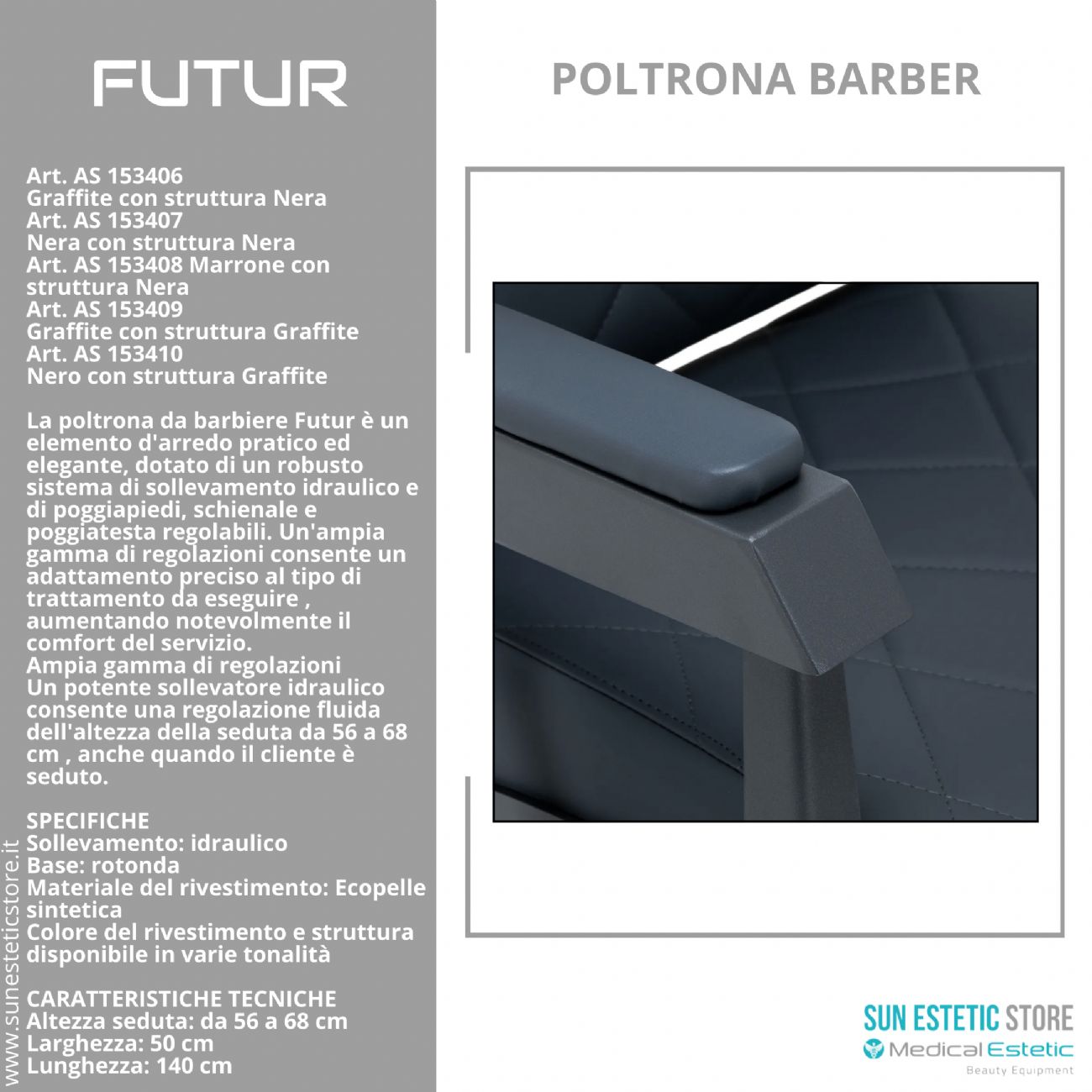 Futur moderna poltrona maschile barber in varie