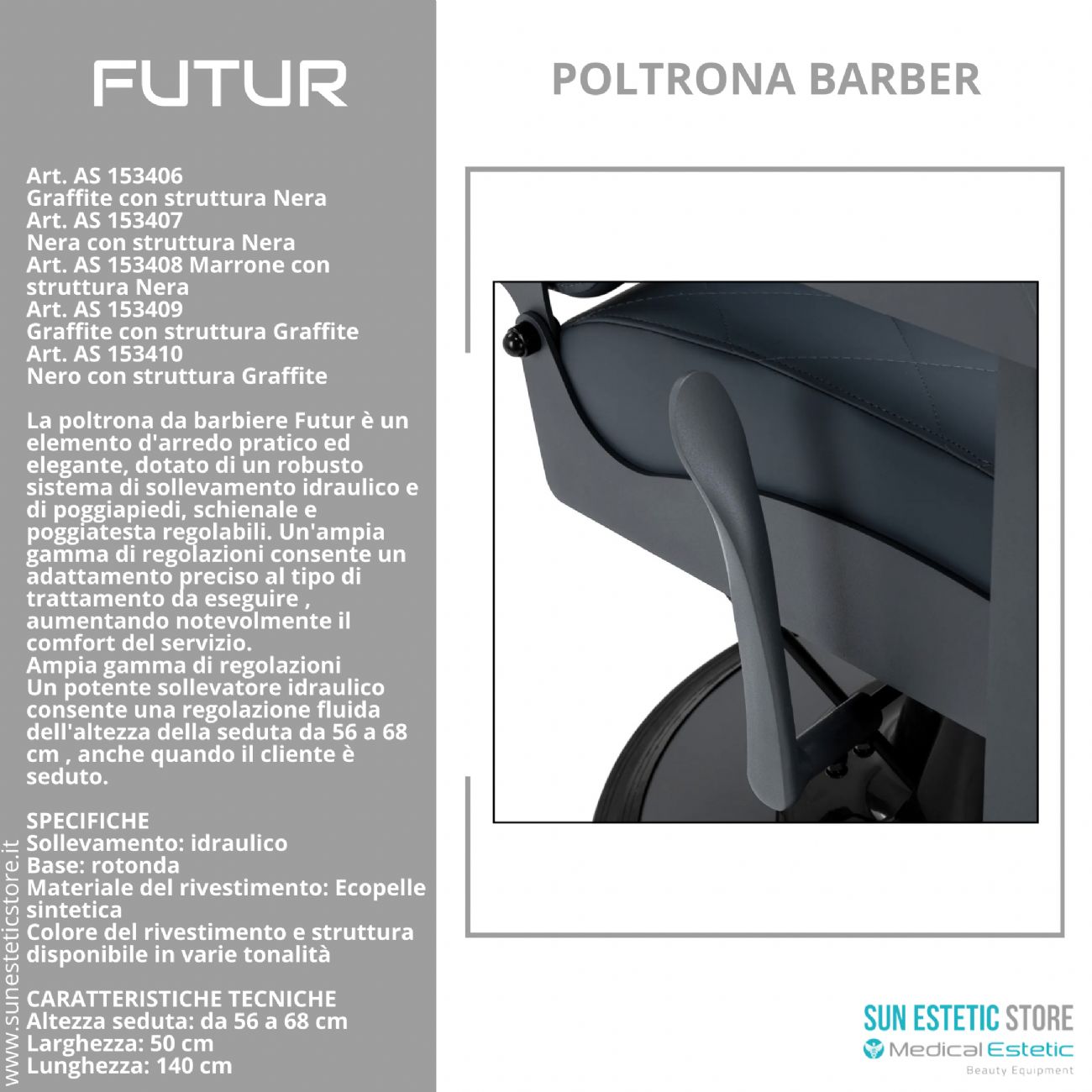 Futur moderna poltrona maschile barber in varie